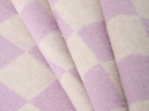 Одеяло байковое 140*205  клетка цв. сирень  (Россия ВВТ)