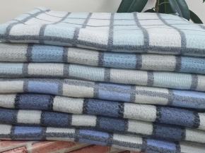 Одеяло п/шерсть 50% ОПШ-1 100*140  клетка сине-голубой