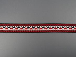 24мм. 90647/24 ЛЕНТА ОТДЕЛОЧНАЯ ЖАККАРД крас,бел,черн*3157, 24мм (рул.25м)