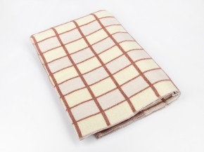 Одеяло байковое 140*205  клетка цв. бело-желто-бордовя (Россия ВВТ)