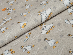 Ткань бельевая арт.17с-1ЯК лен 30, хл.70, пл.145г,  рис. Гуси, 150см