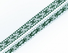 13мм. 91665/13 ЛЕНТА ОТДЕЛОЧНАЯ ЖАККАРД тем-зел.с белым*3092, 13мм (рул.25м)