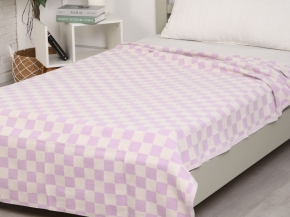 Одеяло байковое 140*205  клетка цв. сирень  (Россия ВВТ)