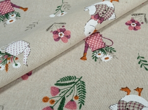 Ткань бельевая арт 2-21 п/лен кисл лен 30%, хл.70%, пл.140г, рис. 1739/1 Гуси-Прованс вид 1, 150см