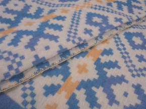 Одеяло п/шерсть 70% 140*205 жаккард  цв. голубой с желтым