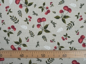 Ткань бельевая арт 2-21 п/лен кисл лен 30%, хл.70%, пл. 140г, рис. 1752/1 Вишенки, 150см