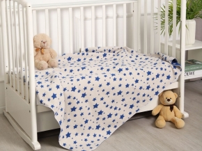 Одеяло байковое  жаккардовое в/уп 100*140  цв синий (звезды) (Россия ВВТ)