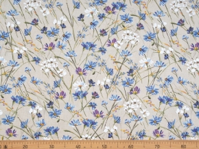 Ткань бельевая арт 2-21 п/лен кислованный лен 30 хл.70 пл. 140г рис. Васильковый шелк, 150см