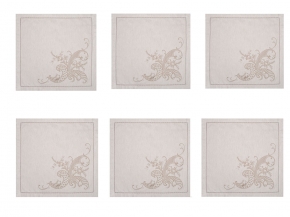 01с-44ЯК  Салфетка 45*45  "Кружева" цв. бежевый (по 6 шт, цена указана за 1 шт)