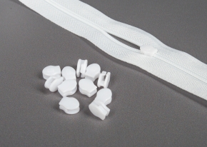 Бегунок д/витой молнии Т3 галантерейный, пластик. без пуллера белый (уп.100шт)