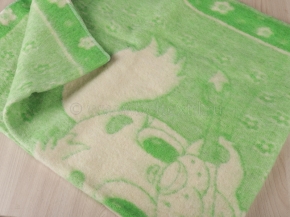 Одеяло п/шерсть 85% 100*140 жаккард цв. зеленый