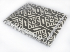 Одеяло п/шерсть 70% 170*205  жаккард  "Норвежские узоры" цв.черный (Россия ВВТ)