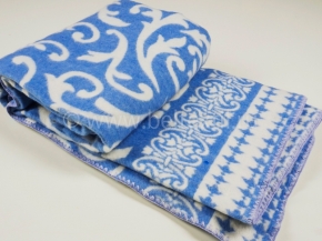 Одеяло п/шерсть 50% 170*205 см жаккард "Вензель" цвет синий