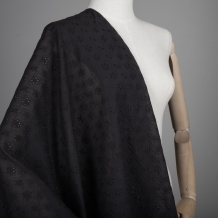 Ткань 7391/D2/C#2 Вышивка Перфорация Цветы черные, ширина 150см