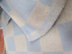 Одеяло байковое 140*205  клетка цв. голубой (Россия ВВТ)