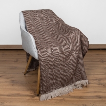 Плед п/шерсть 50% ОП-400 140*200 "Геометрия" цв. шоколад (Россия, Суконная Фабрика)