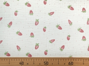 Ткань арт.12206/D8(4017) Принт Муслин Ягоды Бежевый, темно-розовый, зелёный ширина 135см