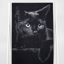 6с102.411ж1 Кот (черный1) Полотенце махровое 67х150см