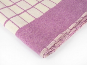 Одеяло байковое 80% 140*205  клетка цв. бел-фиолет  (ВВТ)