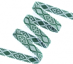 18мм. 91664/18 ЛЕНТА ОТДЕЛОЧНАЯ ЖАККАРД тем-зел.с белым*3092, 18мм (рул.25м)