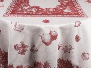 07с-21 ЯК Скатерть 150*220  "Новогодние игрушки" цв. бордо