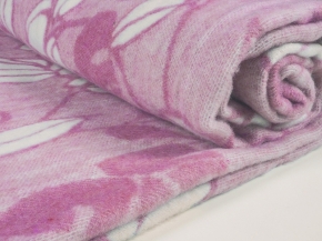 Одеяло п/шерсть 50% 170*205 жаккард  Листья цв. розовый