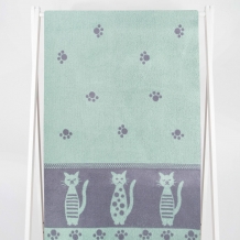 6с102.411ж1 Коты(мятный2) Полотенце махровое 67х150см