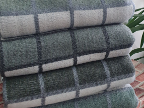 Одеяло п/шерсть 50% Клетка 140*205 ОПШ-2 цв бел.сер.-зел (Россия ВВТ)