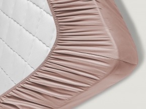 3969-БЧ Простыня на резинке сатин 220*200*25 рис. 15-1512 цв. бежево-розовый