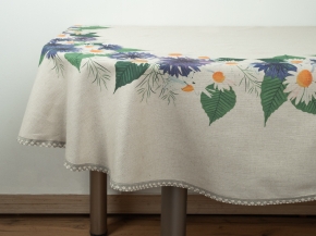 П5-24С188 Скатерть D150  "Васильки с ромашками" рис. 1