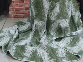 Одеяло байковое 140*205 жаккард "Перья" цв. хаки  (Россия ВВТ)