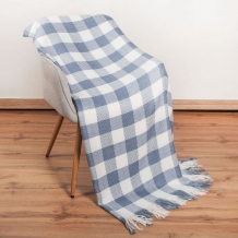 26СП193С-ДЯ Плед п/ш декоративный в/рул 150*220 "Клеточка" цв.сер. гол (9-3)