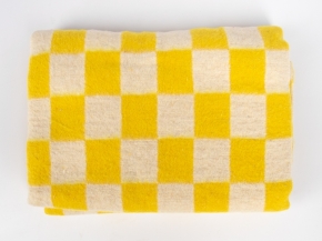 Одеяло байковое 100*140  клетка  цв. желтый  (Россия)
