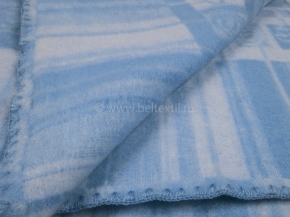Одеяло п/шерсть 70% 170*205  жаккард  "Спираль" цв.голубой