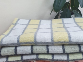 Одеяло п/шерсть 50% ОПШ-1 100*140  клетка желтый