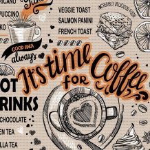 Вафельное полотно арт. 60 наб. гр рис. 62001/1 Time Coffee, 50см