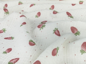 Ткань арт.12206/D8(4017) Принт Муслин Ягоды Бежевый, темно-розовый, зелёный ширина 135см