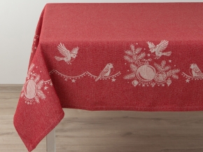 24С61-ШР 140*155 Скатерть "НГ Снегири" цв. 1 рис. 310 красный