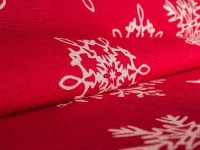 Ткань бельевая арт 175448 п/лен отб. набивной рис 10-16/1 Кружевные снежинки на красном, ширина 150см