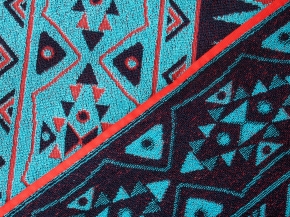 3с109.411ж1 Афро-мотив1(3-бирюзово-т.сини) Плед 208х150 см