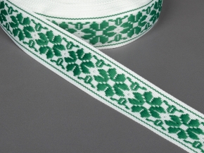 32мм. 9325 ЛЕНТА ОТДЕЛОЧНАЯ белый с зеленым*61, 32мм (рул.25м)