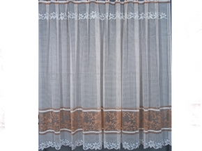 16с20-Г10 рис 1096  занавеска 160*300 цв. бежевый с корич. бордюром
