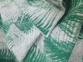 Одеяло байковое 170*205 жаккард  "Перья" цв зелен (Россия ВВТ)