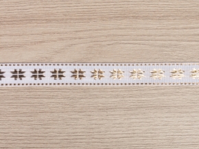 12мм. 90587 ЛЕНТА ОТДЕЛОЧНАЯ белый с золотом*055, 12мм (рул.50м)