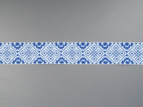 20мм. 91361/20 ЛЕНТА ОТДЕЛОЧНАЯ ЖАККАРД белый,василек*2110, 20мм (рул.25м)