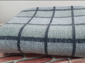 Одеяло п/шерсть 50% Клетка 140*205 ОПШ-1 цв. серый (Россия ВВТ)