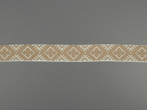 20мм. 90135 ЛЕНТА ОТДЕЛОЧНАЯ ЖАККАРДОВАЯ белый с беж*045, 20мм (рул.25м)