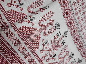 Ткань бельевая арт 1674 чесуча рис. Орнамент макошь, 150см