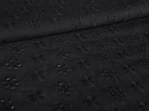 Ткань 7391/D2/C#2 Вышивка Перфорация Цветы черные, ширина 150см