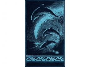 6с104.411ж1 Дельфины (темно-синий4) Полотенце махровое 67х40см
